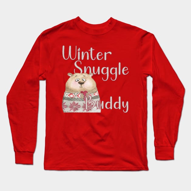 Winter Snuggle Buddy Long Sleeve T-Shirt by Mama_Baloos_Place